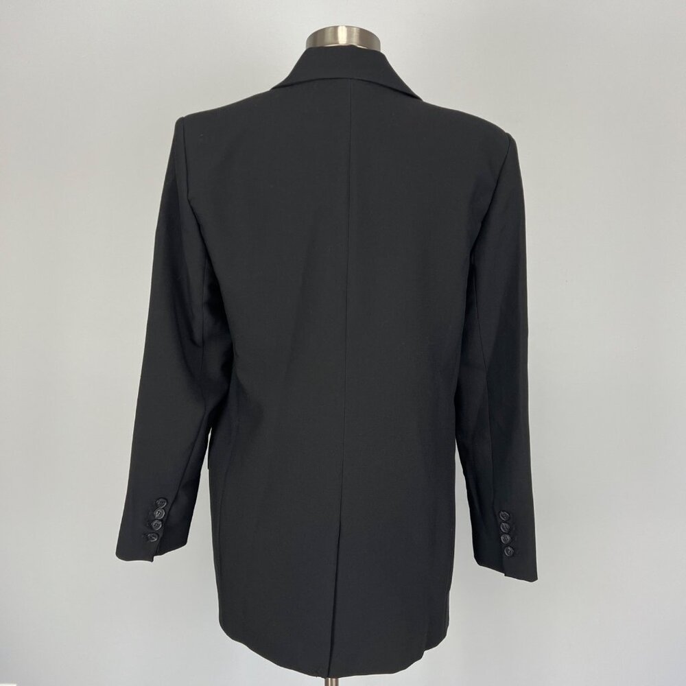 T Tahari Womens Single Button Peak Lapel Blazer Black Flap Pockets size 12 - Picture 9 of 16